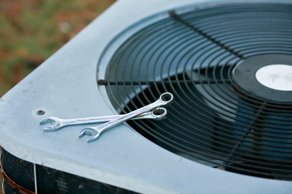 Air Conditioner Repair Stock Photo